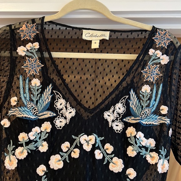 NWOT Cleobella Embroidered V-Neck Maxi Dress, Black, SM - Picture 3 of 8